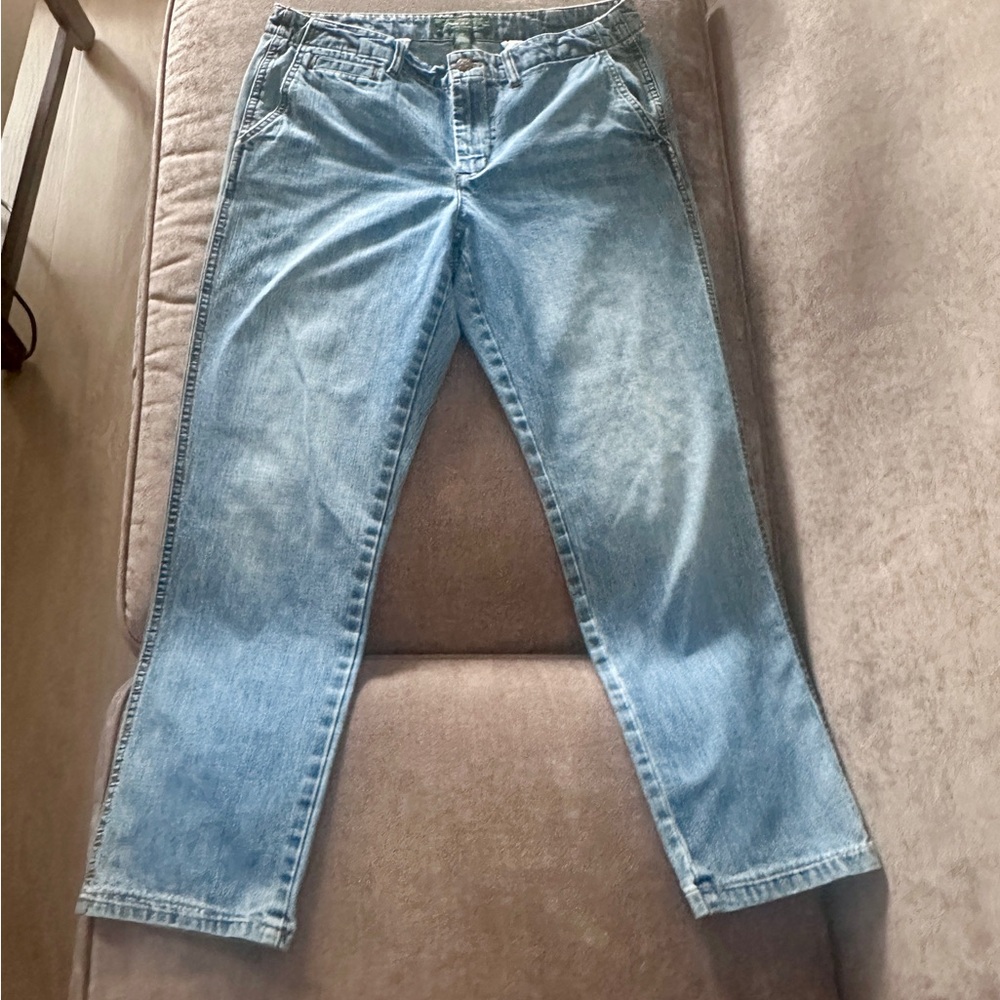 LAUREN JEANS RALPH LAUREN Classic 100% Cotton Light Blue Denim Jeans Size 12P